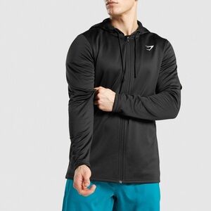 Gymshark Black Arrival Zip-Up Drawstring Hoodie Sweater size Large